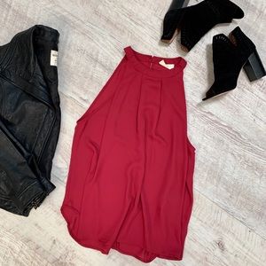 Elodie Berry Color Halter Trapeze Top, Sz XL